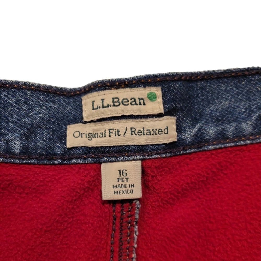 L.L.Bean, Fleece Lined Jeans, Orignal Fit/Relaxer, Women's sz 16 Pet, L-39.5 Inc - Picture 3 of 4